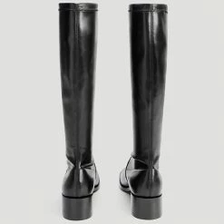 Nuheel® Nuheel Leather Square Head Knee High Boots For Women Black Boots 11