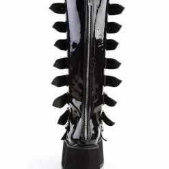 Nuheel® High Boots Nuheel Metal Buttons Black Platform Boots For Women Heel Height 4.7 Inches