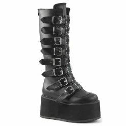 Nuheel® High Boots Nuheel Metal Buttons Black Platform Boots For Women Heel Height 4.7 Inches