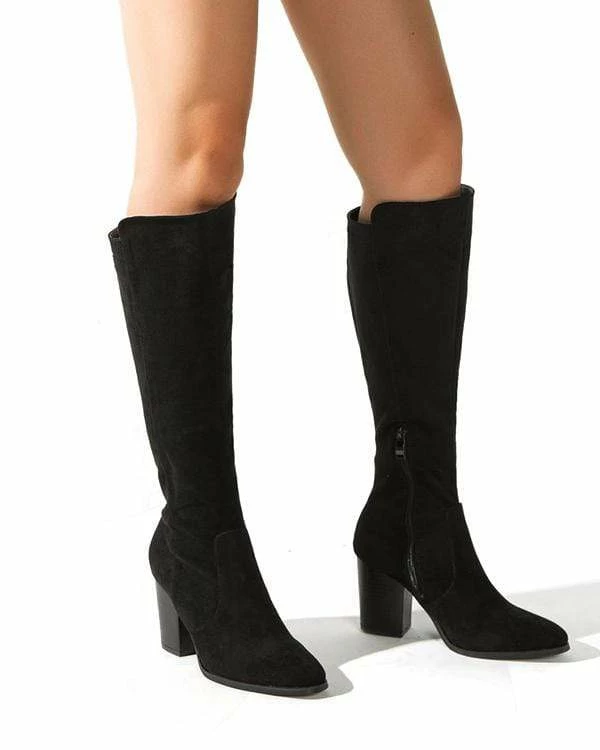 Nuheel® Woman Nuheel Suede Knee High Boots Thick Heel Black Boots For Women Heeled Boots 9.5 5 Nuheel® Woman Nuheel Suede Knee High Boots Thick Heel Black Boots For Women Heeled Boots 9.5