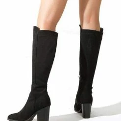Nuheel® Woman Nuheel Suede Knee High Boots Thick Heel Black Boots For Women Heeled Boots 9.5 13 Nuheel® Woman Nuheel Suede Knee High Boots Thick Heel Black Boots For Women Heeled Boots 9.5