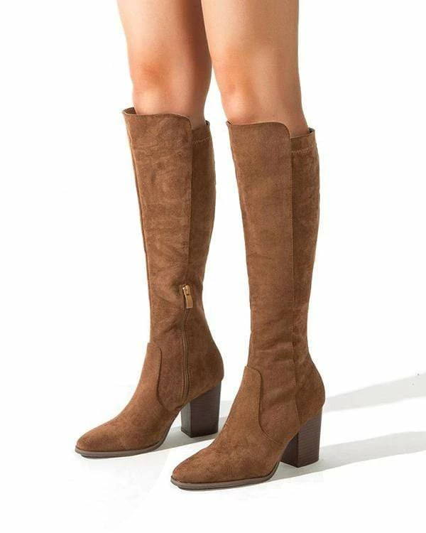 Nuheel® Woman Nuheel Suede Knee High Boots Thick Heel Black Boots For Women Heeled Boots 9.5 9 Nuheel® Woman Nuheel Suede Knee High Boots Thick Heel Black Boots For Women Heeled Boots 9.5