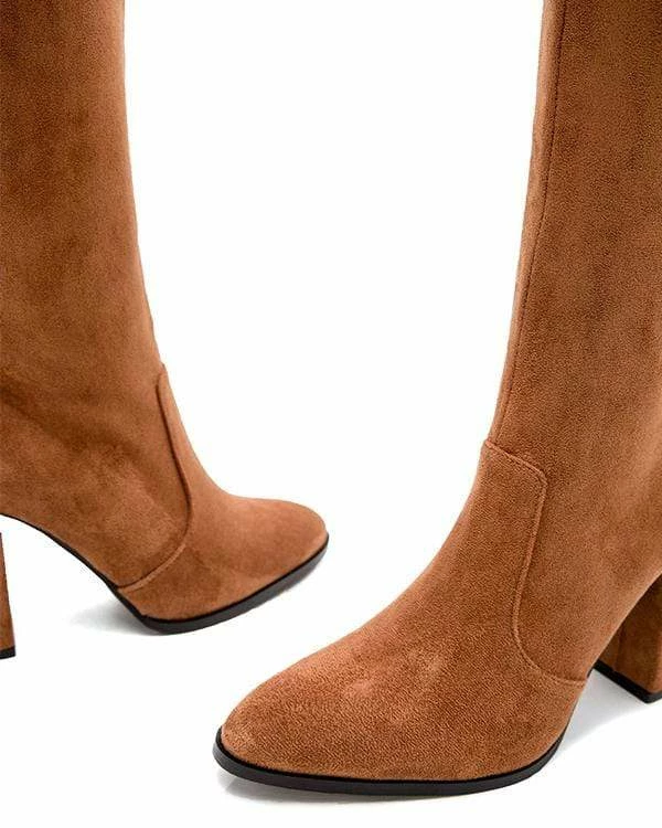 Nuheel® Nuheel Suede Knee High Boots Thick Heel Side Zipper Black Boots For Women Heeled Boots Woman 8 Nuheel® Nuheel Suede Knee High Boots Thick Heel Side Zipper Black Boots For Women Heeled Boots Woman