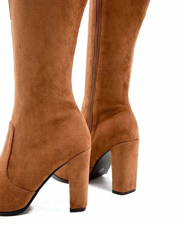 Nuheel® Nuheel Suede Knee High Boots Thick Heel Side Zipper Black Boots For Women Heeled Boots Woman 9 Nuheel® Nuheel Suede Knee High Boots Thick Heel Side Zipper Black Boots For Women Heeled Boots Woman