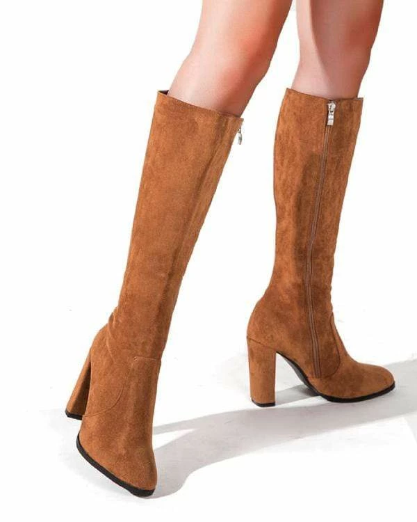 Nuheel® Nuheel Suede Knee High Boots Thick Heel Side Zipper Black Boots For Women Heeled Boots Woman 10 Nuheel® Nuheel Suede Knee High Boots Thick Heel Side Zipper Black Boots For Women Heeled Boots Woman