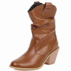 Nuheel® Nuheel Women's Modern Western Cowboy Distressed Boot With Pull-Up Tabs Cowgirl Boots Ankle & Bootie