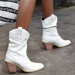 Nuheel® Nuheel Women's Modern Western Cowboy Distressed Boot With Pull-Up Tabs Cowgirl Boots Ankle & Bootie