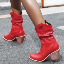 Nuheel® Nuheel Women's Modern Western Cowboy Distressed Boot With Pull-Up Tabs Cowgirl Boots Ankle & Bootie