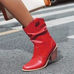 Nuheel® Nuheel Women's Modern Western Cowboy Distressed Boot With Pull-Up Tabs Cowgirl Boots Ankle & Bootie