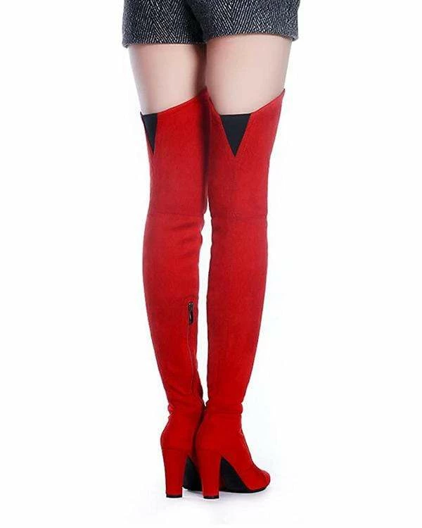 Nuheel® Nuheel Thigh High Boots Women Over The Knee Boots Stretch Suede High Heel 9 Nuheel® Nuheel Thigh High Boots Women Over The Knee Boots Stretch Suede High Heel