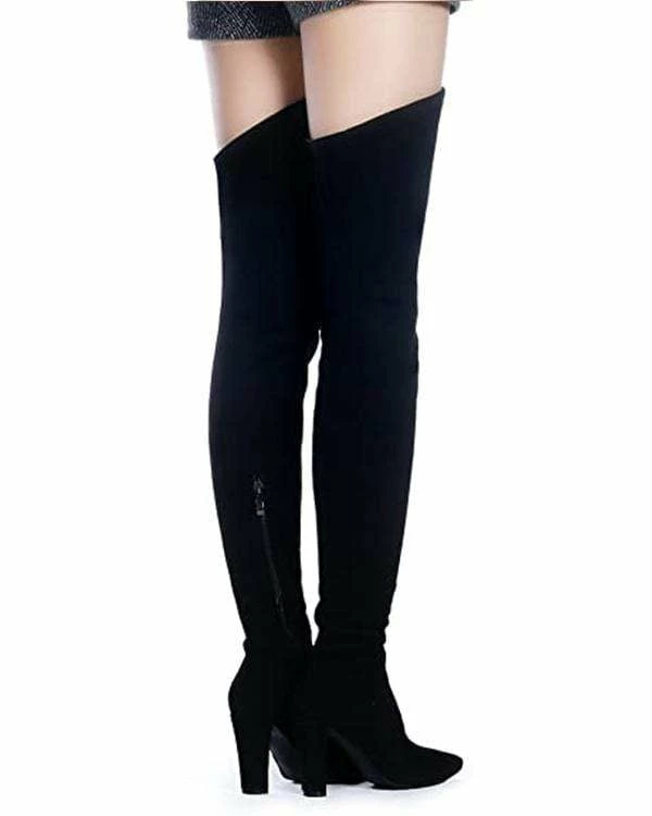 Nuheel® Nuheel Thigh High Boots Women Over The Knee Boots Stretch Suede High Heel 5 Nuheel® Nuheel Thigh High Boots Women Over The Knee Boots Stretch Suede High Heel