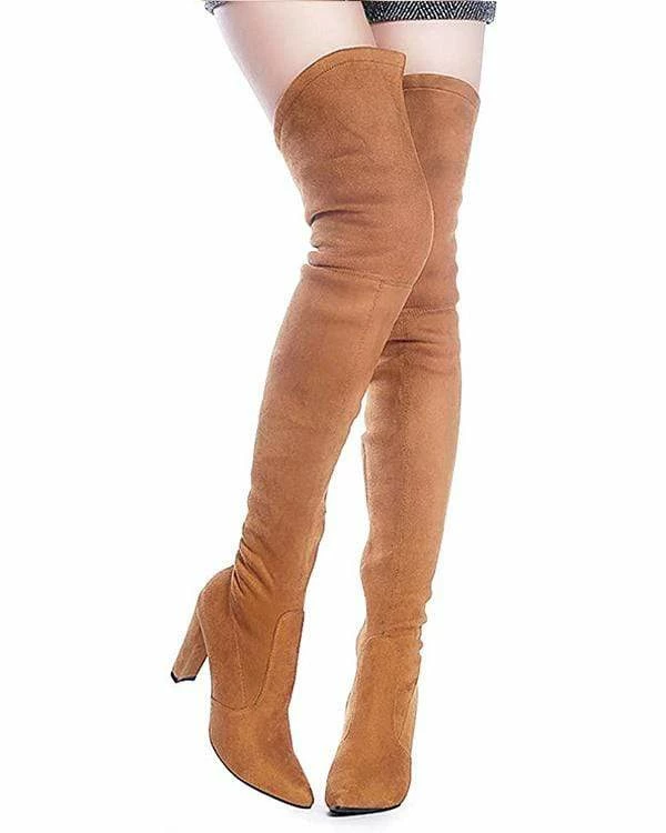 Nuheel® Nuheel Thigh High Boots Women Over The Knee Boots Stretch Suede High Heel 18 Nuheel® Nuheel Thigh High Boots Women Over The Knee Boots Stretch Suede High Heel