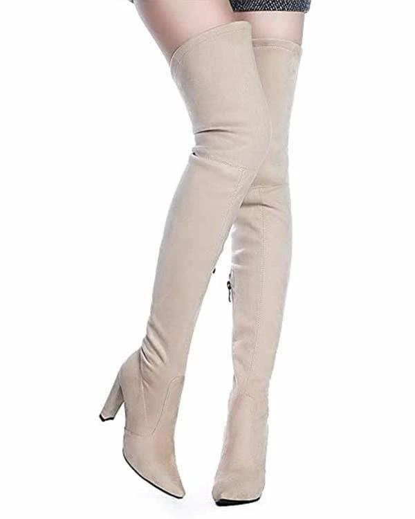 Nuheel® Nuheel Thigh High Boots Women Over The Knee Boots Stretch Suede High Heel 16 Nuheel® Nuheel Thigh High Boots Women Over The Knee Boots Stretch Suede High Heel