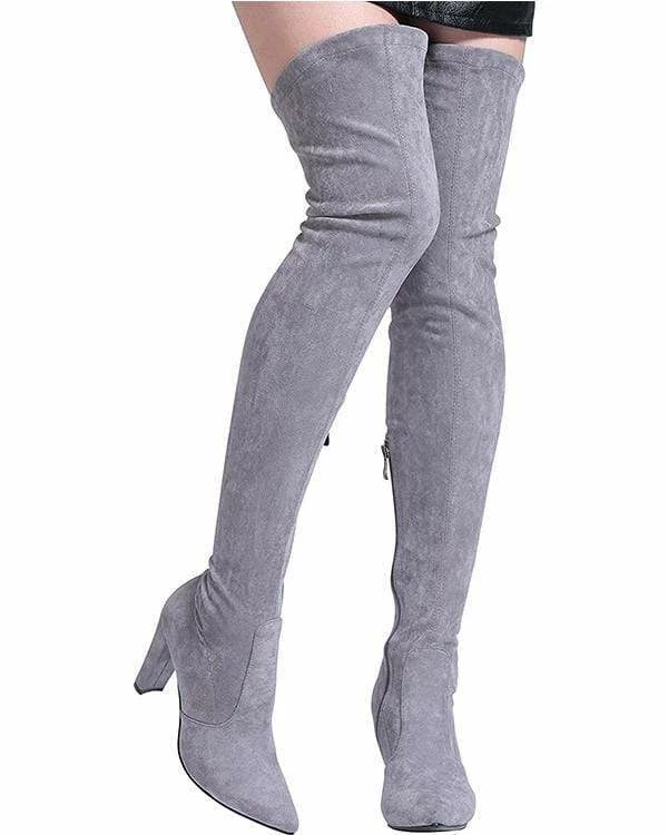 Nuheel® Nuheel Thigh High Boots Women Over The Knee Boots Stretch Suede High Heel 22 Nuheel® Nuheel Thigh High Boots Women Over The Knee Boots Stretch Suede High Heel
