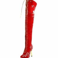 Nuheel® Woman Nuheel Embroidery Thigh High Boots Front Zipper Knee High Boots Over The Knee Boots 14 Nuheel® Woman Nuheel Embroidery Thigh High Boots Front Zipper Knee High Boots Over The Knee Boots