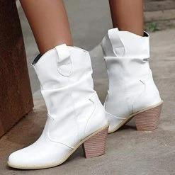 Nuheel® Nuheel Women's Modern Western Cowboy Distressed Boot With Pull-Up Tabs Cowgirl Boots Ankle & Bootie