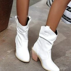 Nuheel® Nuheel Women's Modern Western Cowboy Distressed Boot With Pull-Up Tabs Cowgirl Boots Ankle & Bootie