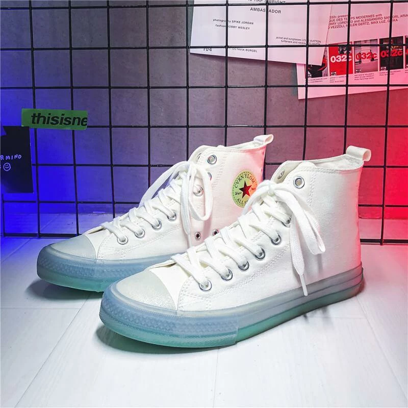 Nuheel® Nuheel Woman High Top Canvas Sneakers Lace Up Fashion Jelly Sole Canvas Shoes Casual Flat Walking Shoes 4 Nuheel® Nuheel Woman High Top Canvas Sneakers Lace Up Fashion Jelly Sole Canvas Shoes Casual Flat Walking Shoes