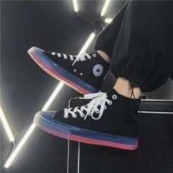 Nuheel® Nuheel Woman High Top Canvas Sneakers Lace Up Fashion Jelly Sole Canvas Shoes Casual Flat Walking Shoes 14 Nuheel® Nuheel Woman High Top Canvas Sneakers Lace Up Fashion Jelly Sole Canvas Shoes Casual Flat Walking Shoes