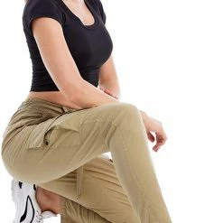 Nuheel® NUHEEL Cargo Pants High Waisted Pocket Tactical Joggin Military Straight Slim Fit For Women