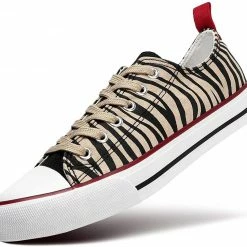 Nuheel® Woman Sneakers For Women Zebra Stripes Canvas Low Top Lace-up Classic Casual Shoes