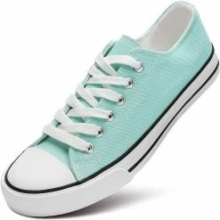 Nuheel® Woman Sneakers For Women Green Canvas Low Top Lace-up Classic Casual Shoes
