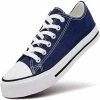 Nuheel® Sneakers For Women Navy Canvas Low Top Lace-up Classic Casual Shoes