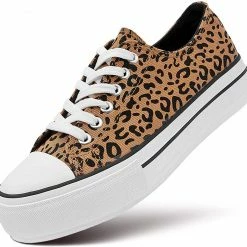 Nuheel® Woman Women's Trend Leopard Canvas Sneakers Low Top Flatform Shoes 27 Nuheel® Woman Women's Trend Leopard Canvas Sneakers Low Top Flatform Shoes