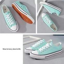 Nuheel® Woman Sneakers For Women Green Canvas Low Top Lace-up Classic Casual Shoes