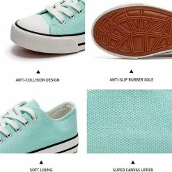 Nuheel® Woman Sneakers For Women Green Canvas Low Top Lace-up Classic Casual Shoes