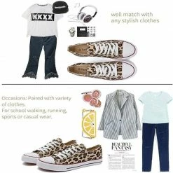 Nuheel® Sneakers For Women Leopard Canvas Low Top Lace-up Classic Casual Shoes