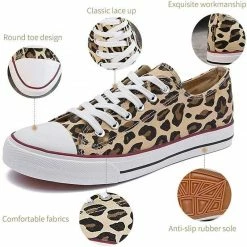 Nuheel® Sneakers For Women Leopard Canvas Low Top Lace-up Classic Casual Shoes
