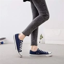 Nuheel® Sneakers For Women Navy Canvas Low Top Lace-up Classic Casual Shoes