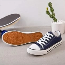 Nuheel® Sneakers For Women Navy Canvas Low Top Lace-up Classic Casual Shoes