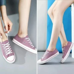 Nuheel® Sneakers For Women Purple Canvas Low Top Lace-up Classic Casual Shoes