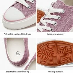 Nuheel® Sneakers For Women Purple Canvas Low Top Lace-up Classic Casual Shoes