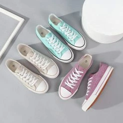 Nuheel® Sneakers For Women Purple Canvas Low Top Lace-up Classic Casual Shoes