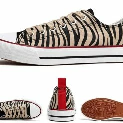 Nuheel® Woman Sneakers For Women Zebra Stripes Canvas Low Top Lace-up Classic Casual Shoes