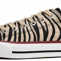 Nuheel® Woman Sneakers For Women Zebra Stripes Canvas Low Top Lace-up Classic Casual Shoes