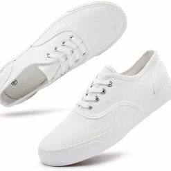 Nuheel® Woman Women's Canvas Sneakers Low Cut Canvas Shoes Lace Up Casual Tennis Shoes