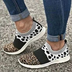 Nuheel® Women's Lightweight Sneakers Fashion Leopard Slip On Shoes Sports Gym Athletic Walking Shoes Woman