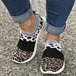 Nuheel® Women's Lightweight Sneakers Fashion Leopard Slip On Shoes Sports Gym Athletic Walking Shoes Woman