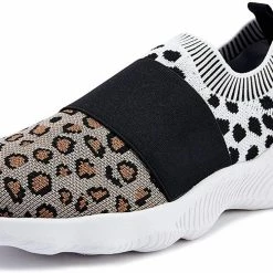 Nuheel® Women's Lightweight Sneakers Fashion Leopard Slip On Shoes Sports Gym Athletic Walking Shoes Woman
