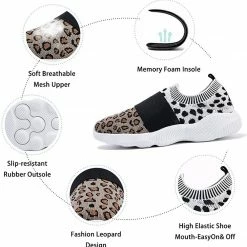 Nuheel® Women's Lightweight Sneakers Fashion Leopard Slip On Shoes Sports Gym Athletic Walking Shoes Woman