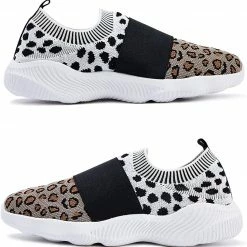 Nuheel® Women's Lightweight Sneakers Fashion Leopard Slip On Shoes Sports Gym Athletic Walking Shoes Woman