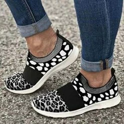 Nuheel® Women's Lightweight Sneakers Fashion Leopard Slip On Shoes Sports Gym Athletic Walking Shoes Woman