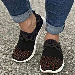 Nuheel® Women's Lightweight Sneakers Fashion Leopard Slip On Shoes Sports Gym Athletic Walking Shoes Woman