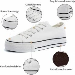 Nuheel® Woman Women's Trend Leopard Canvas Sneakers Low Top Flatform Shoes