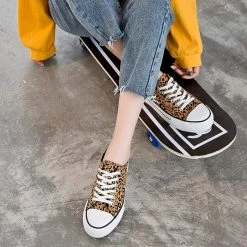 Nuheel® Woman Women's Trend Leopard Canvas Sneakers Low Top Flatform Shoes 28 Nuheel® Woman Women's Trend Leopard Canvas Sneakers Low Top Flatform Shoes
