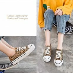Nuheel® Woman Women's Trend Leopard Canvas Sneakers Low Top Flatform Shoes 30 Nuheel® Woman Women's Trend Leopard Canvas Sneakers Low Top Flatform Shoes